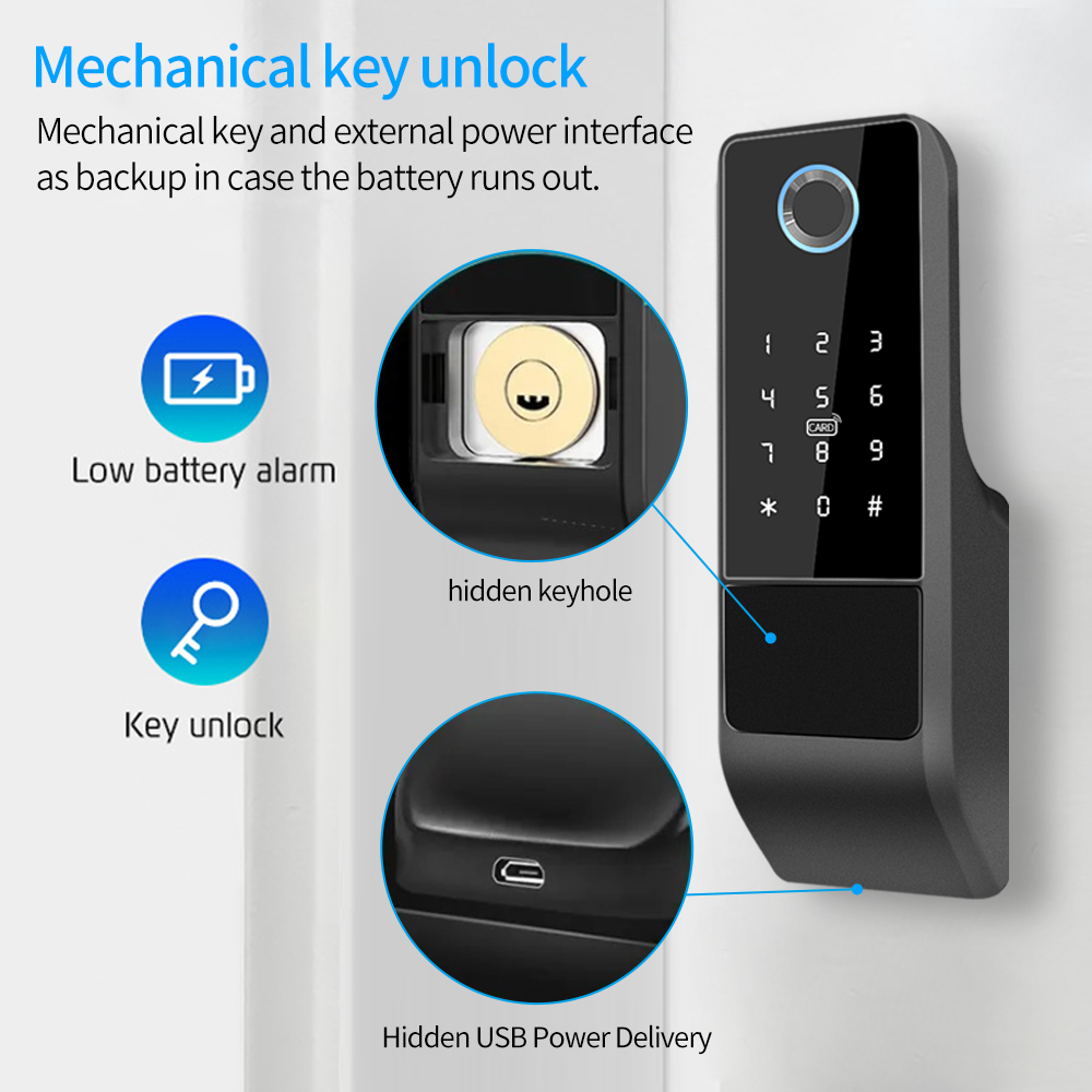 IP65 防水 TTLock 指紋スマートドアロック屋外ゲー - Smart Lock Deadbolt Keypad Bluetooth のレビューと価格