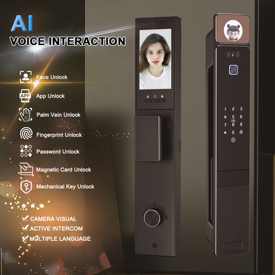 YiTechE AI音声インタラクションアクティブビジュアル - Smart Door Lock 3D Face Palm Vein のレビューと価格