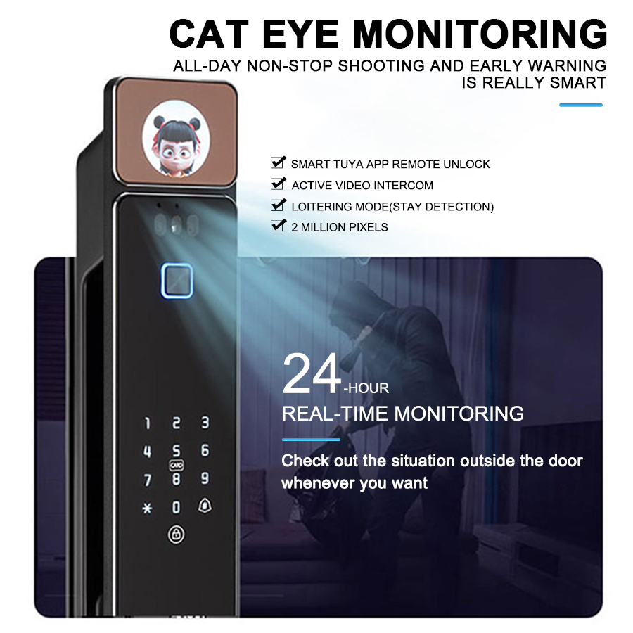 YiTechE AI音声インタラクションアクティブビジュアル - Smart Door Lock 3D Face Palm Vein のレビューと価格