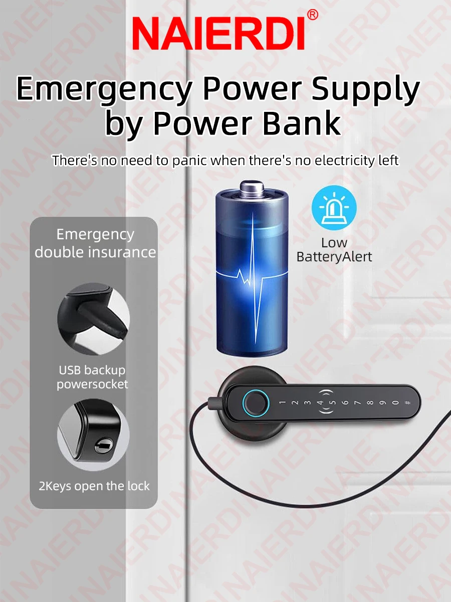 アラーム付き盗難防止生体認証スマート指紋パスワードTuyaア - Smart Door Lock With Camera Intercom のレビューと価格