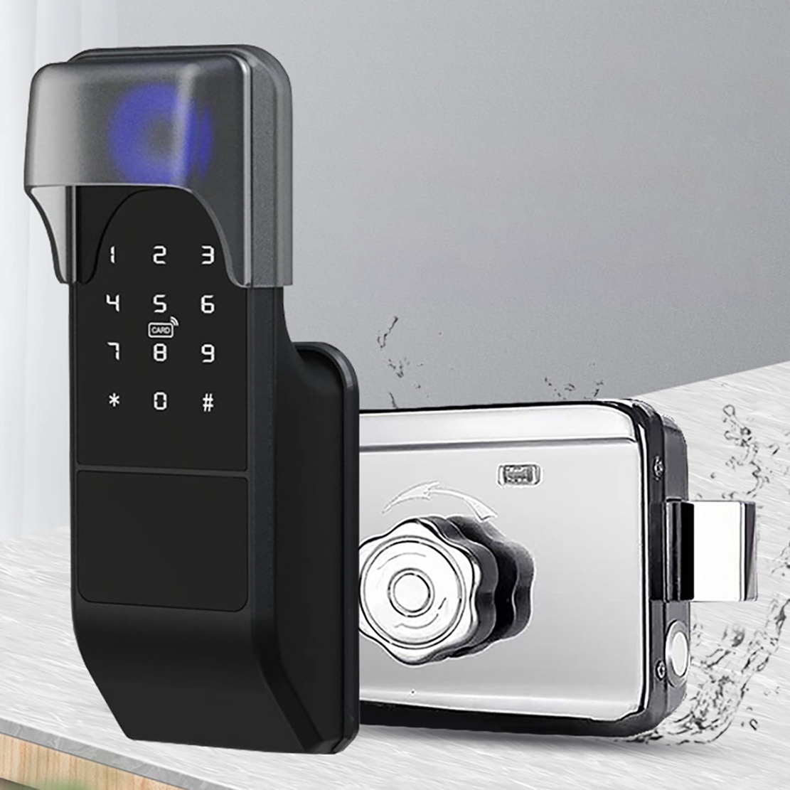 防水Tuya Wifiスマートドアロック デジタルパスワード - Smart Rim Lock Wifi Fingerprint のレビューと価格