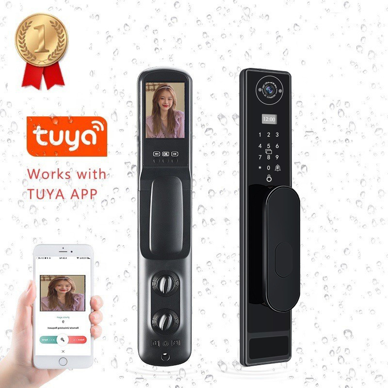 自動TUYA Wifi対応 キャッツアイ 指紋認証 プッシュ - Smart Door Lock With Camera Intercom のレビューと価格
