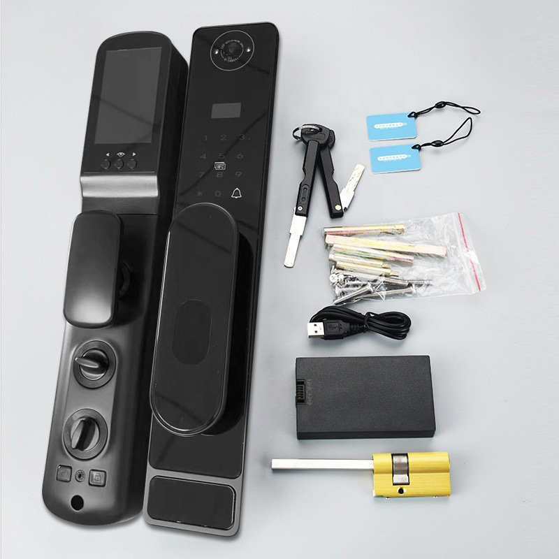 自動TUYA Wifi対応 キャッツアイ 指紋認証 プッシュ - Smart Door Lock With Camera Intercom のレビューと価格