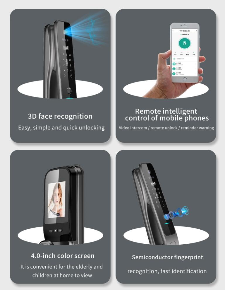 Tuya全自動スマートドアロック、3D顔認証と指紋認証による - Smart Door Lock Fingerprint Wifi のレビューと価格