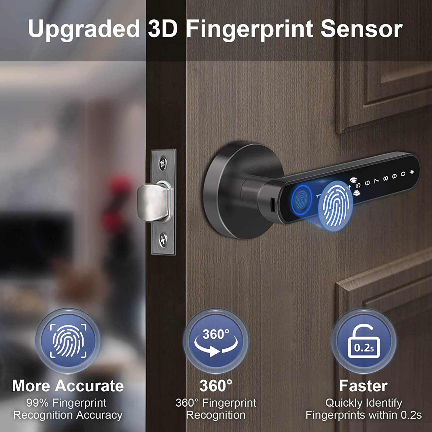 スマート指紋ドアロックハンドル,キーカード付き家のアパート, - Digital Door Lock Fingerprint Handle のレビューと価格