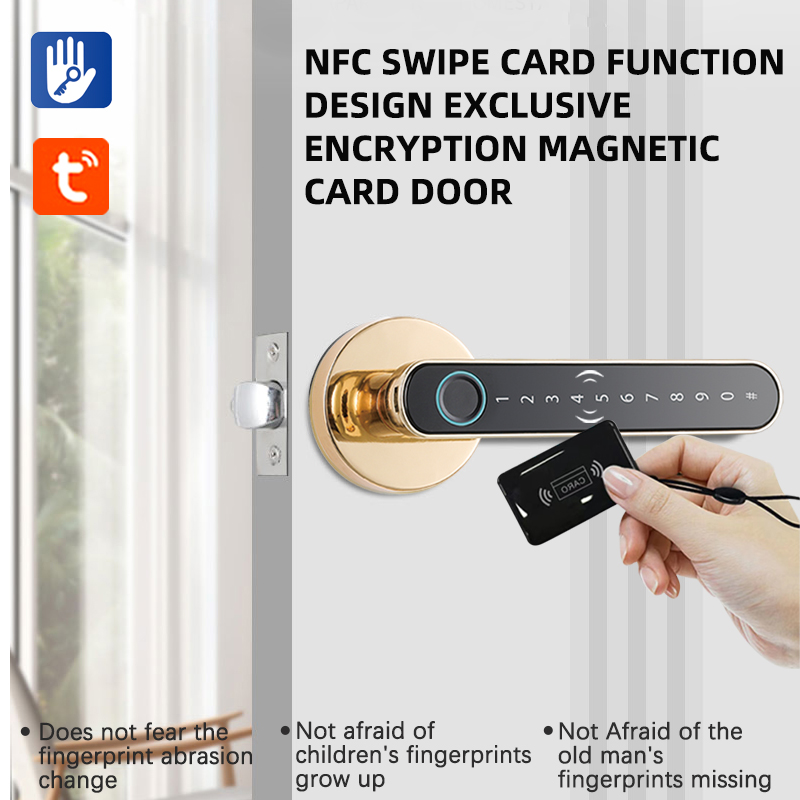 スマート指紋ドアロックハンドル,キーカード付き家のアパート, - Digital Door Lock Fingerprint Handle のレビューと価格