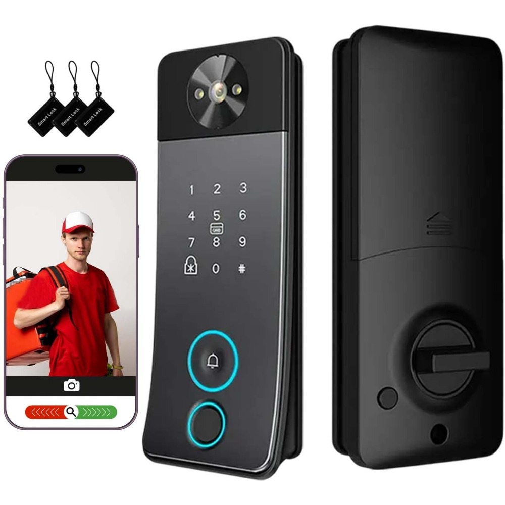 カメラ付きスマートドアロック、ドアベル＆ビデオインターホン  - Smart Lock For Sliding Door のレビューと価格