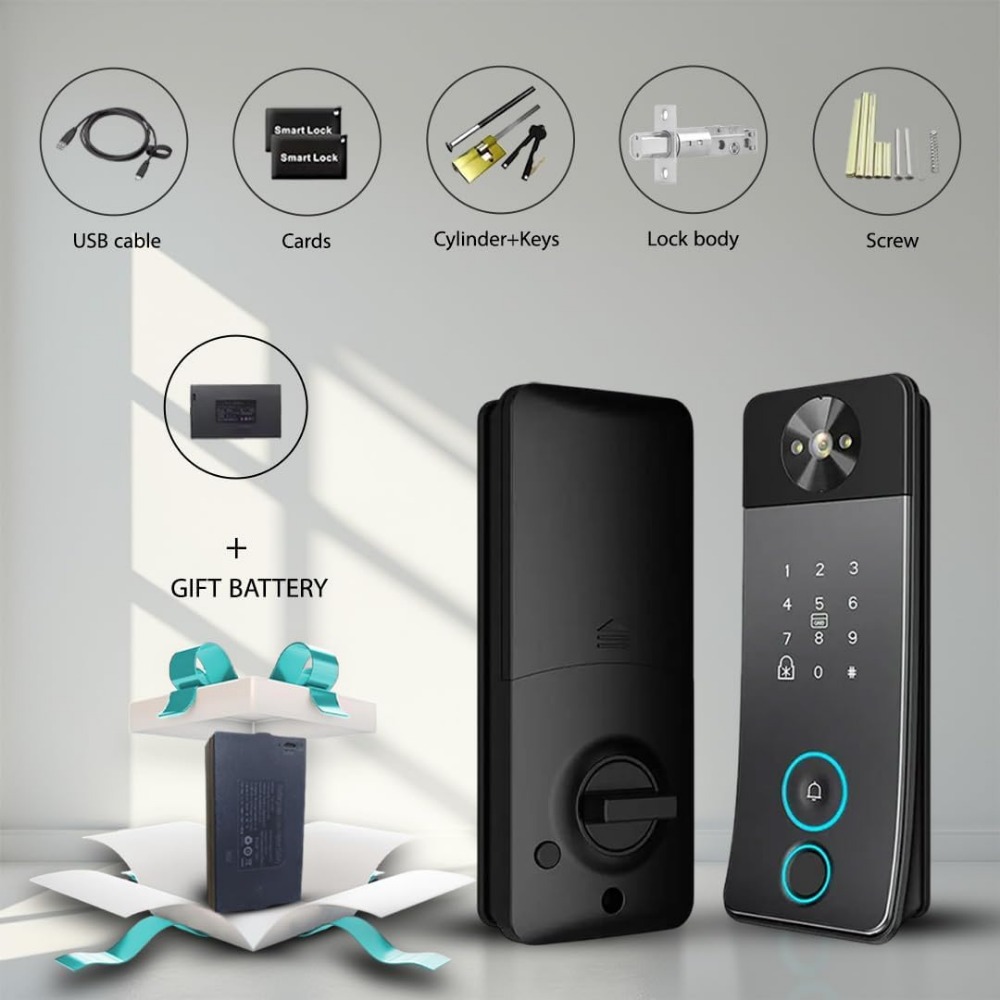 カメラ付きスマートドアロック、ドアベル＆ビデオインターホン  - Smart Lock For Sliding Door のレビューと価格