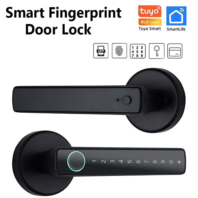 Tuya Bluetooth スマート指紋ドアロック デジタ - Digital Door Lock Fingerprint Handle のレビューと価格