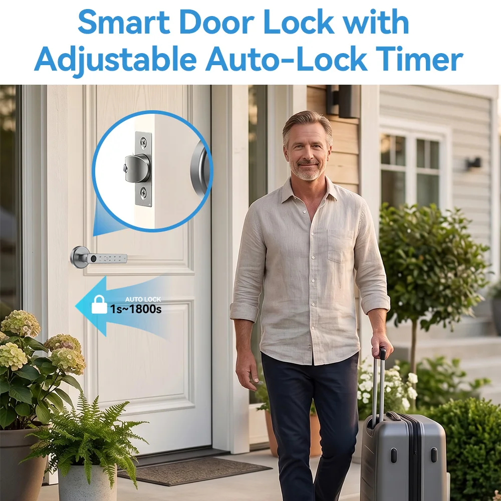 YFK Tuya スマートドアロックハンドル。生体認証指紋、 - Smart Lock Deadbolt Keypad Bluetooth のレビューと価格