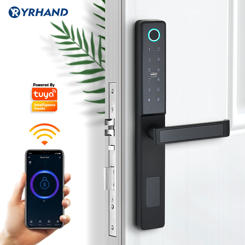 Tuya-インテリジェント指紋ドアロック,アルミニウム,wi - Digital Door Lock Fingerprint Handle のレビューと価格