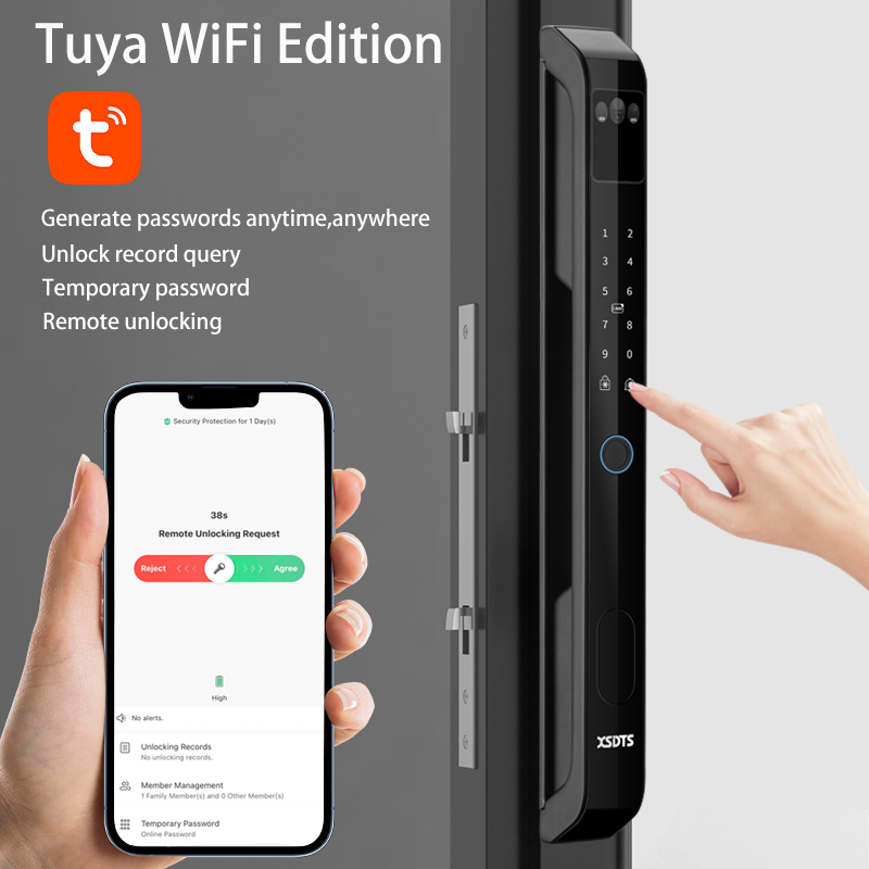 3D顔認証Tuya WiFi電子スマートドアロック、掌紋パス - Smart Door Lock 3D Face Palm Vein のレビューと価格