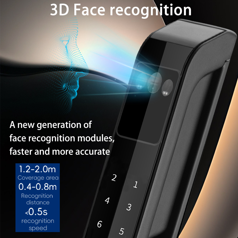 3D顔認証Tuya WiFi電子スマートドアロック、掌紋パス - Smart Door Lock 3D Face Palm Vein のレビューと価格