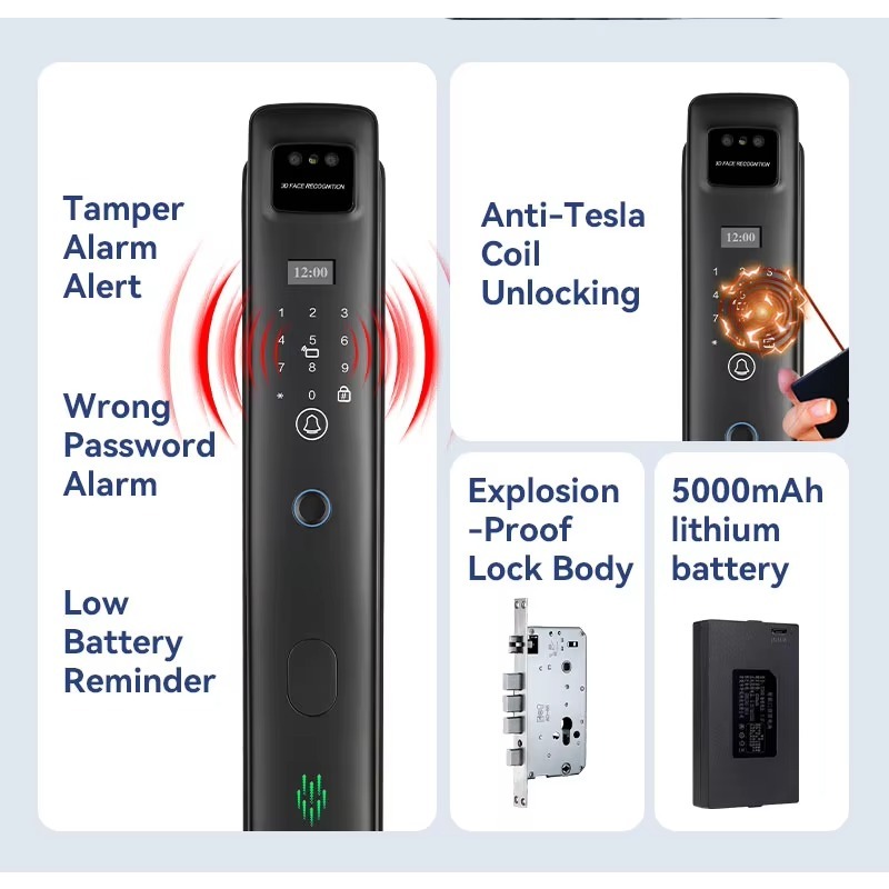 工場価格 3D顔認証 Tuya Wifiカメラ付きビデオイン - Smart Door Lock With Camera Intercom のレビューと価格