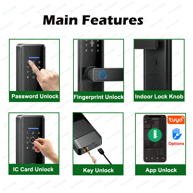 Raykube-インテリジェント電気ドアロック,Tuya,w - Smart Lock Zigbee Gateway のレビューと価格