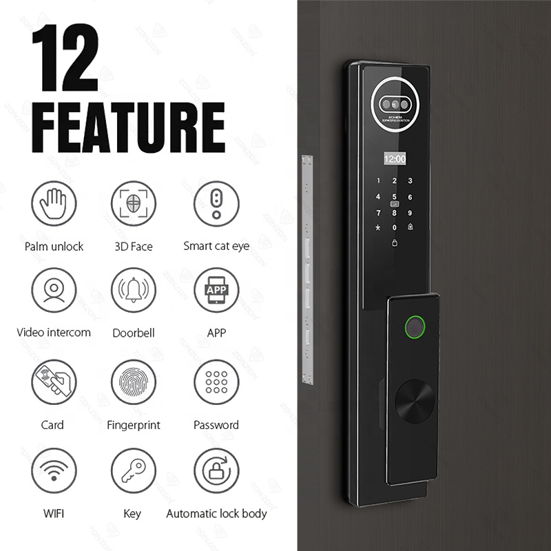 自動指紋認証電子Zigbee掌静脈3D顔認識カードキー スマ - Smart Door Lock 3D Face Palm Vein のレビューと価格