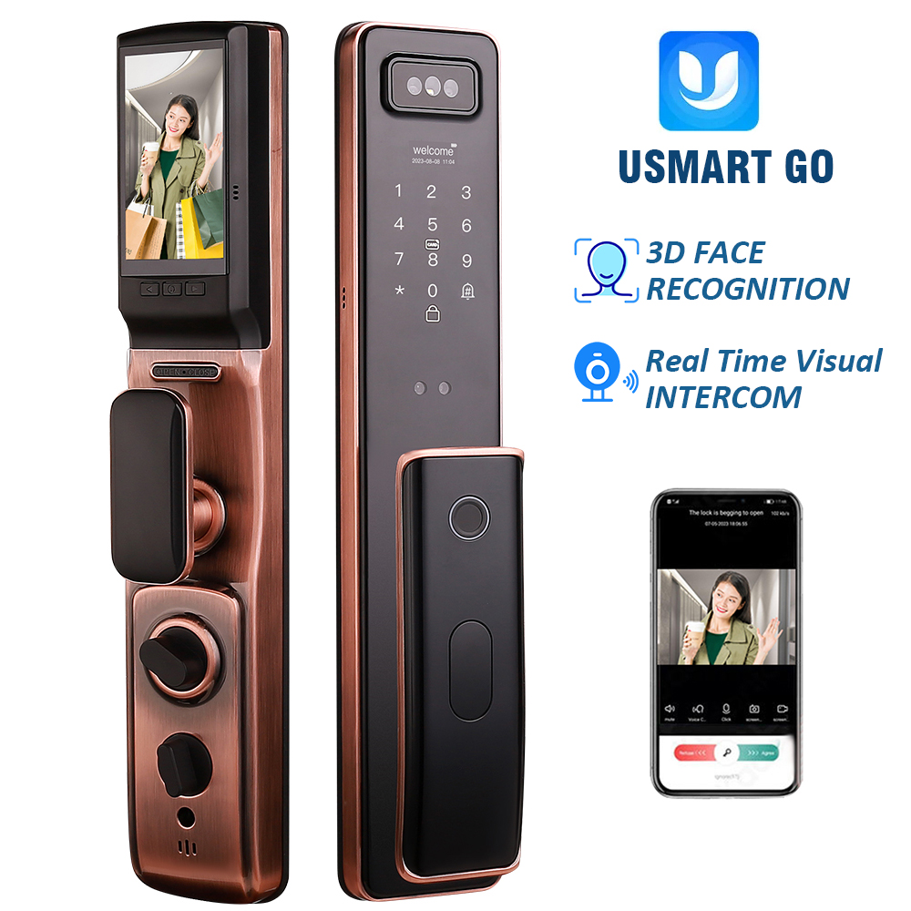 工場価格リアルタイムビデオインターホン顔認証スマート指紋ロッ - Smart Door Lock With Camera Intercom のレビューと価格