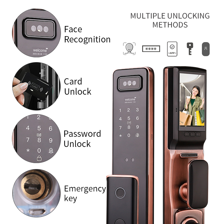 工場価格リアルタイムビデオインターホン顔認証スマート指紋ロッ - Smart Door Lock With Camera Intercom のレビューと価格