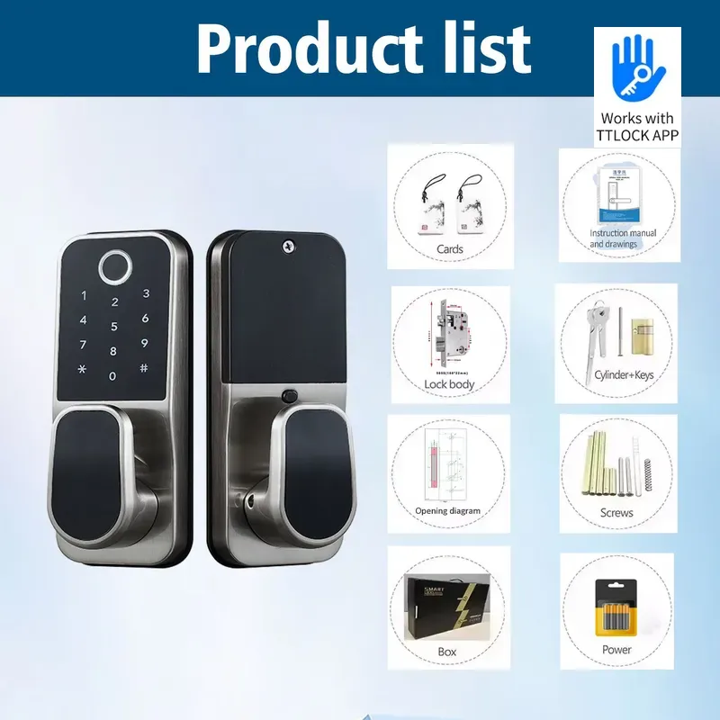 TTLOCK製、パスワードと指紋認証に対応した、回転式ハンド - Smart Lock Deadbolt Keypad Bluetooth のレビューと価格