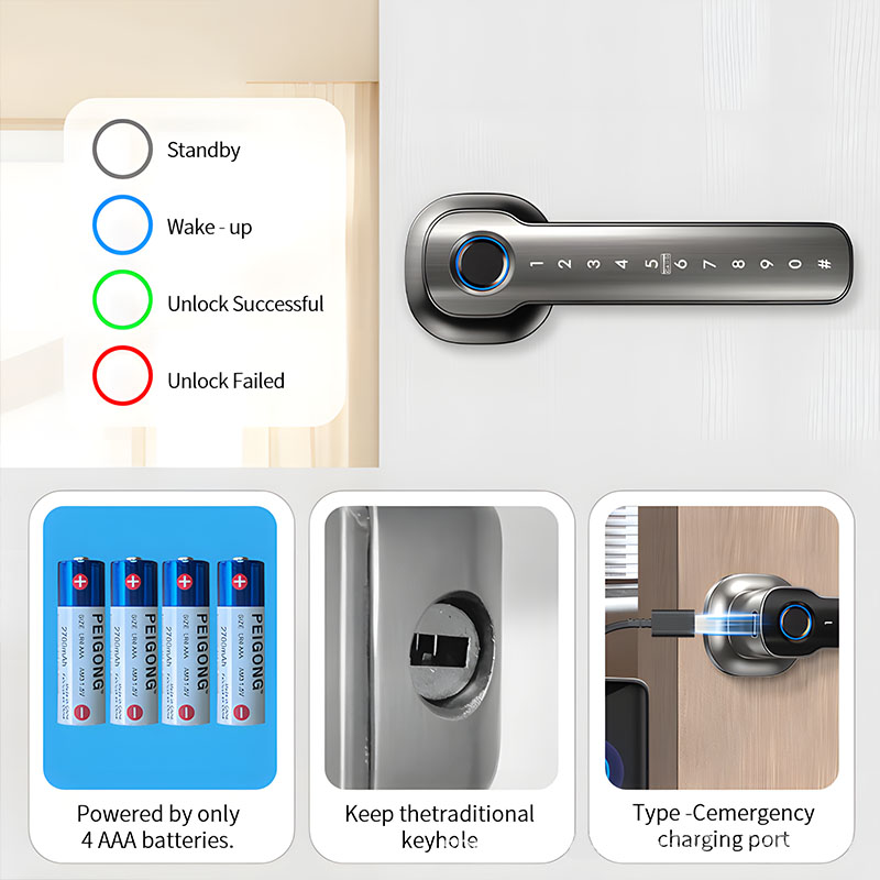 ホームセキュリティデバイス スマート指紋認証ドアロック デジ - Digital Door Lock Fingerprint Handle のレビューと価格