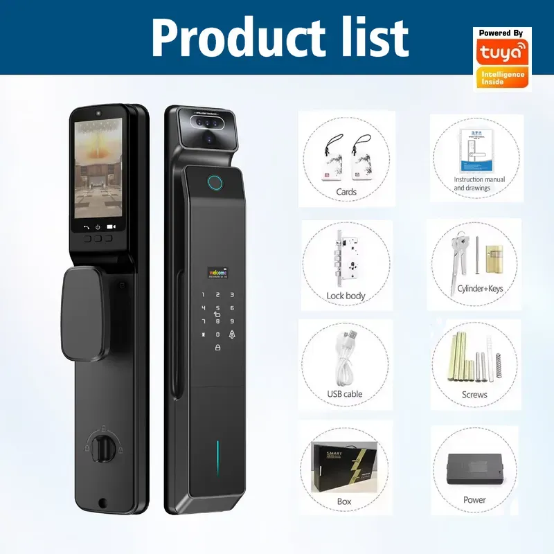Tuya製、パスワードロック機能付き、ビデオインターホン、ス - Smart Door Lock With Camera Intercom のレビューと価格