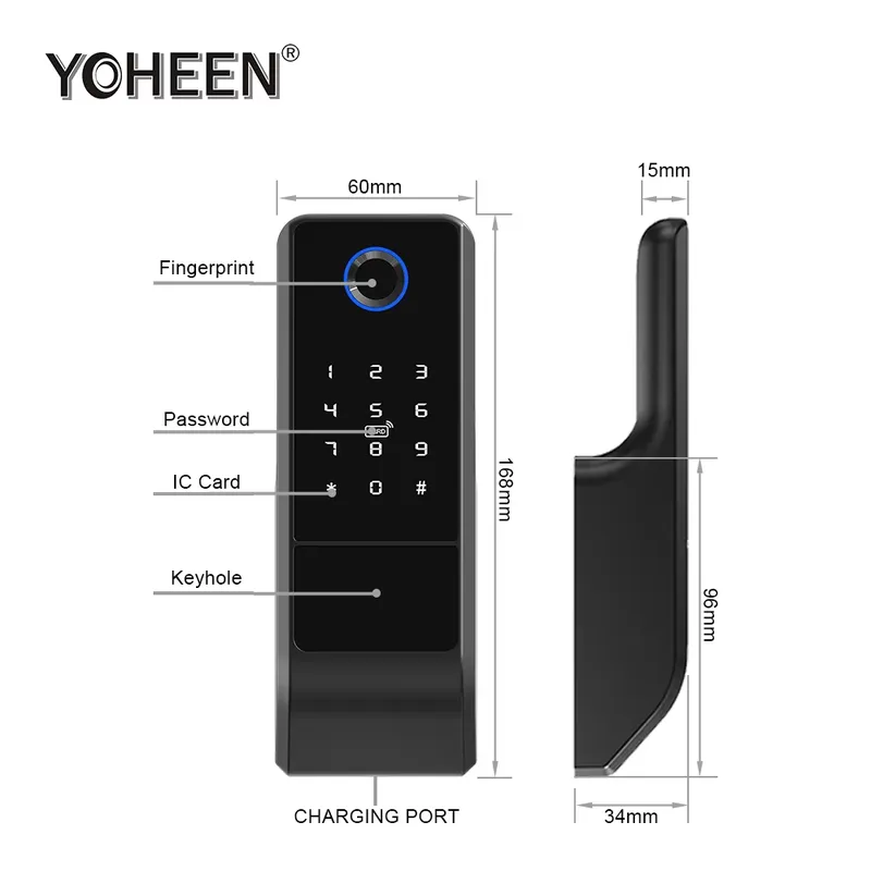 2026年防水APP WiFiロック両面電子指紋スマートドア - Smart Rim Lock Wifi Fingerprint のレビューと価格