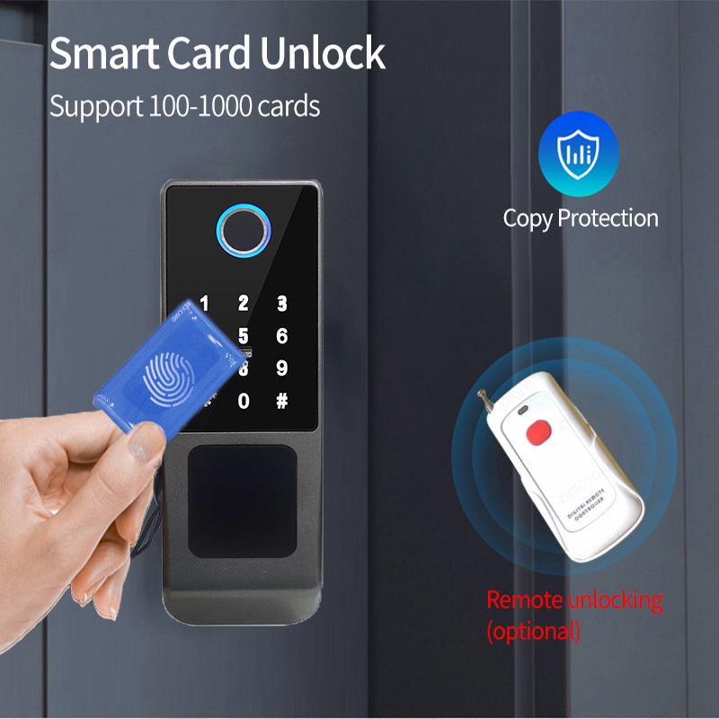 防水Tuya Wifiリモートスマートドアロック指紋キーパッ - Smart Rim Lock Wifi Fingerprint のレビューと価格