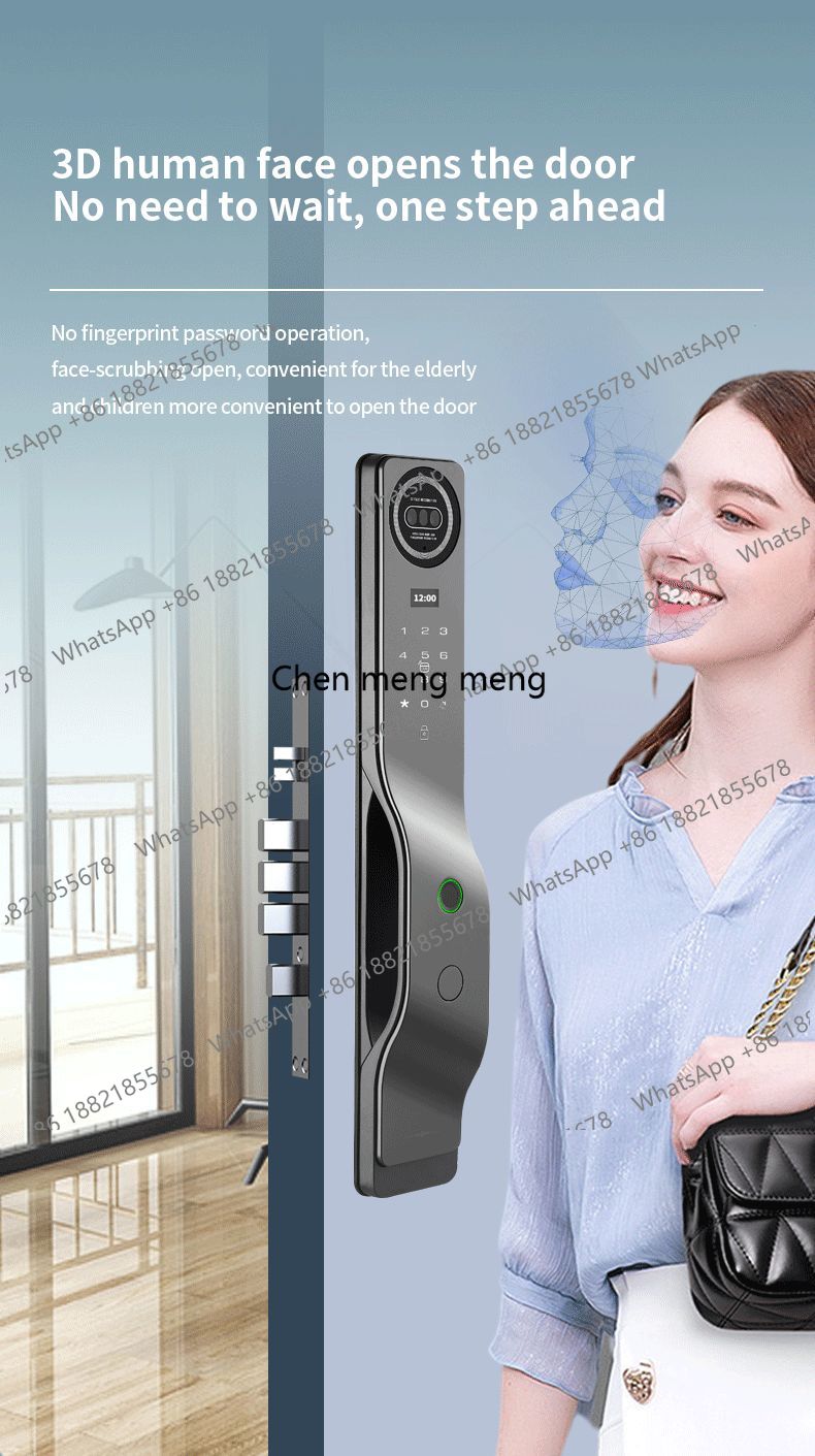 3D顔認証インテリジェントWiFiデジタルスマートロック指紋 - Smart Door Lock 3D Face Palm Vein のレビューと価格