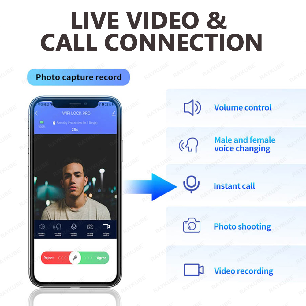 Raykube-新しいスマートフォンA270,wifi,双方 - Video Door Lock With Camera Peephole のレビューと価格