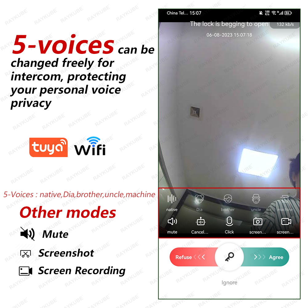 Raykube-新しいスマートフォンA270,wifi,双方 - Video Door Lock With Camera Peephole のレビューと価格