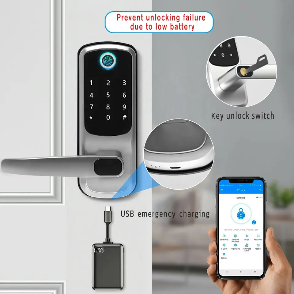 スマートホームやアパートメント向けの、指紋認証、パスワード入 - Digital Door Lock Fingerprint Handle のレビューと価格