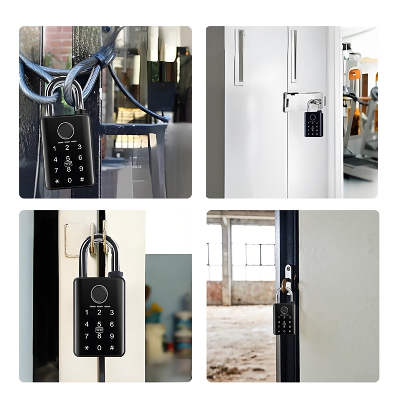 Bluetooth 防水スマート南京錠 指紋認証とコンビネー - Smart Door Lock Tuya App のレビューと価格