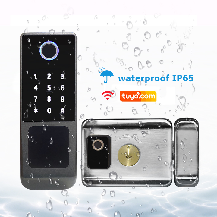 工場価格 屋外防水 RFIDキーレス Tuyaスマートドアロ - Smart Rim Lock Wifi Fingerprint のレビューと価格