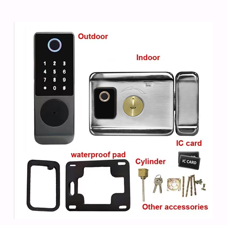 工場価格 屋外防水 RFIDキーレス Tuyaスマートドアロ - Smart Rim Lock Wifi Fingerprint のレビューと価格