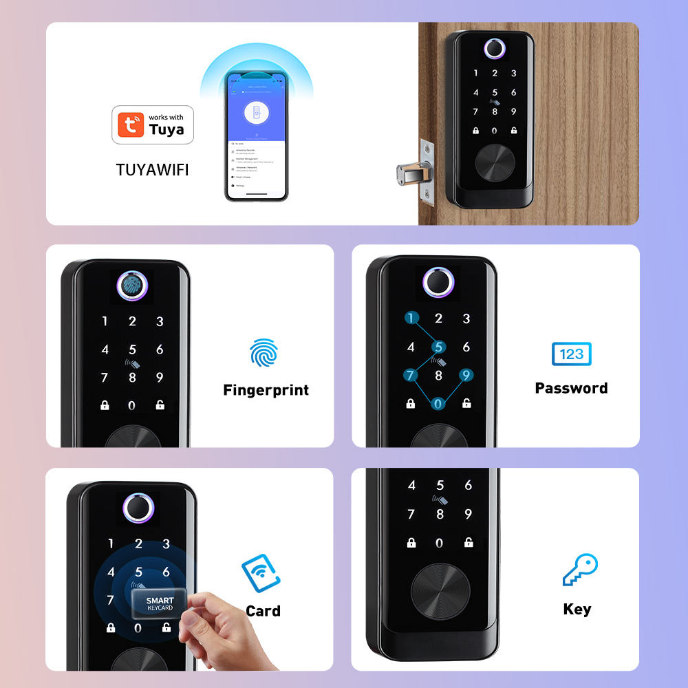 サテンニッケル仕上げのTuya Wifiスマートホームアプリ - Smart Lock Deadbolt Keypad Bluetooth のレビューと価格
