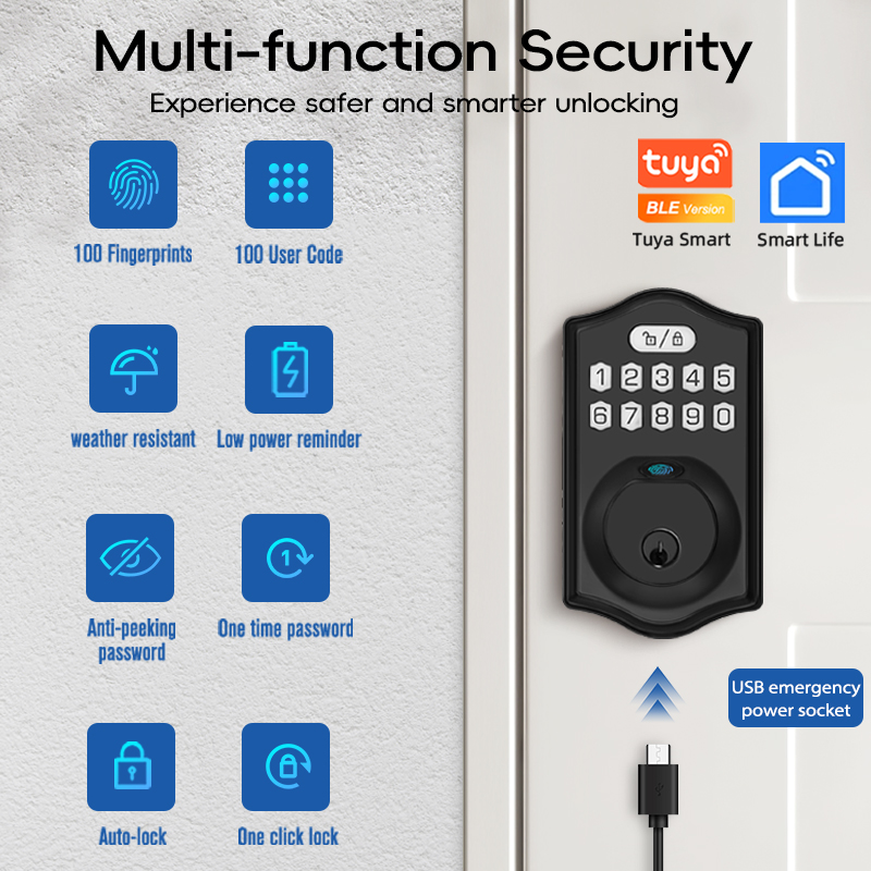 RAYKUBE K6 Tuya BLE 防水スマートデッドボ - Smart Lock Deadbolt Keypad Bluetooth のレビューと価格