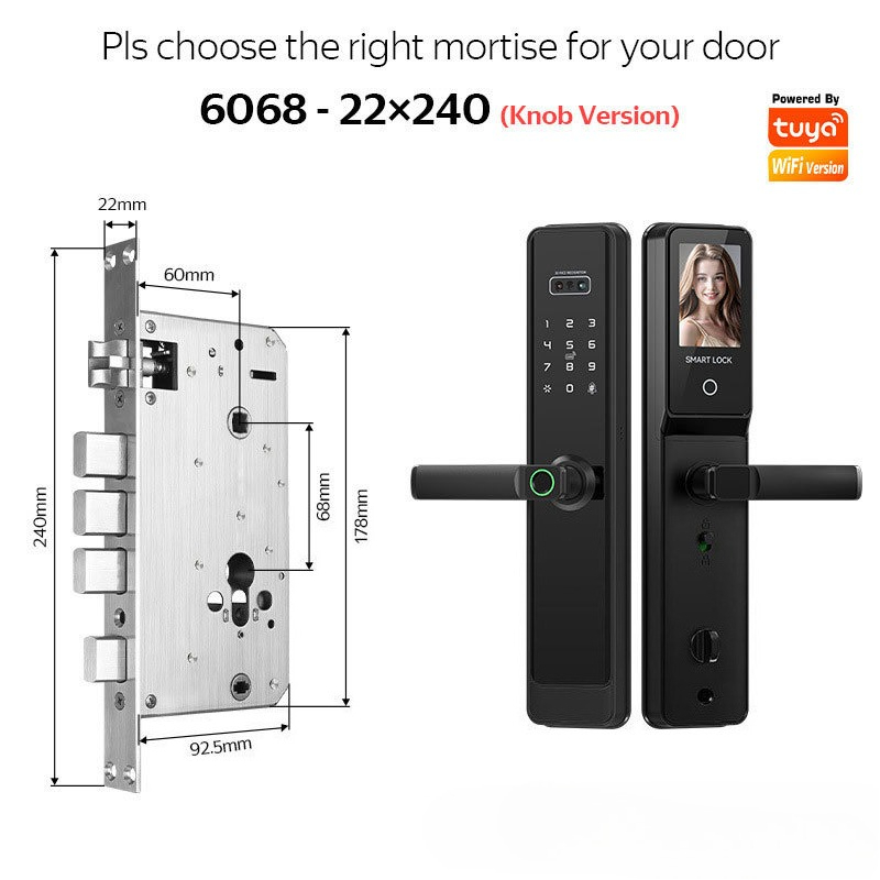 EGFirtor 半自動 Tuya 指紋パスワードロック ホ - Face Recognition Door Lock のレビューと価格