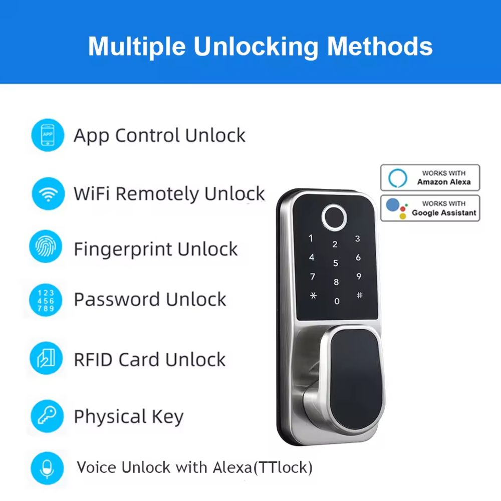 ホームセキュリティリモートコントロールWifi TTLock - Digital Door Lock Fingerprint Handle のレビューと価格