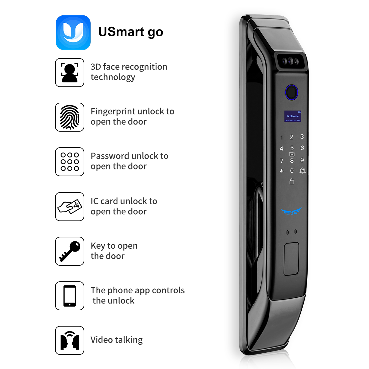 UsmartGoアプリ スマートロック 3D顔認証 自動指紋 - Video Door Lock With Camera Peephole のレビューと価格