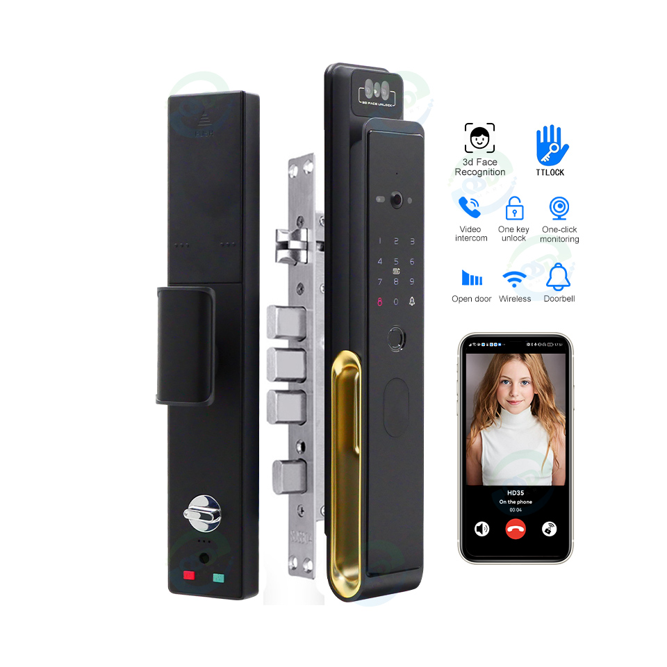 WiFiビデオインターホン付きカメラ搭載ドアロック、リアルタ - Face Recognition Door Lock のレビューと価格