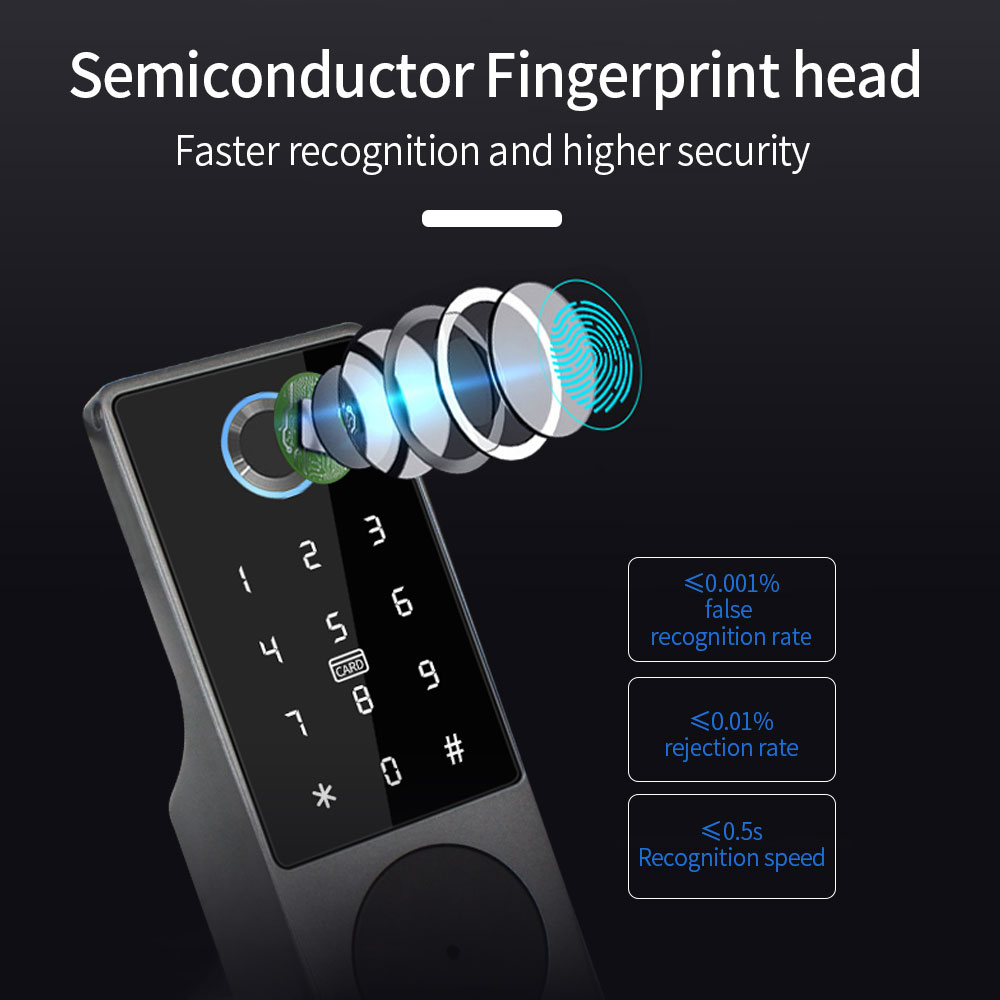 Tuya-インテリジェント防水両面指紋ロック,キーレス,エン - Smart Rim Lock Wifi Fingerprint のレビューと価格