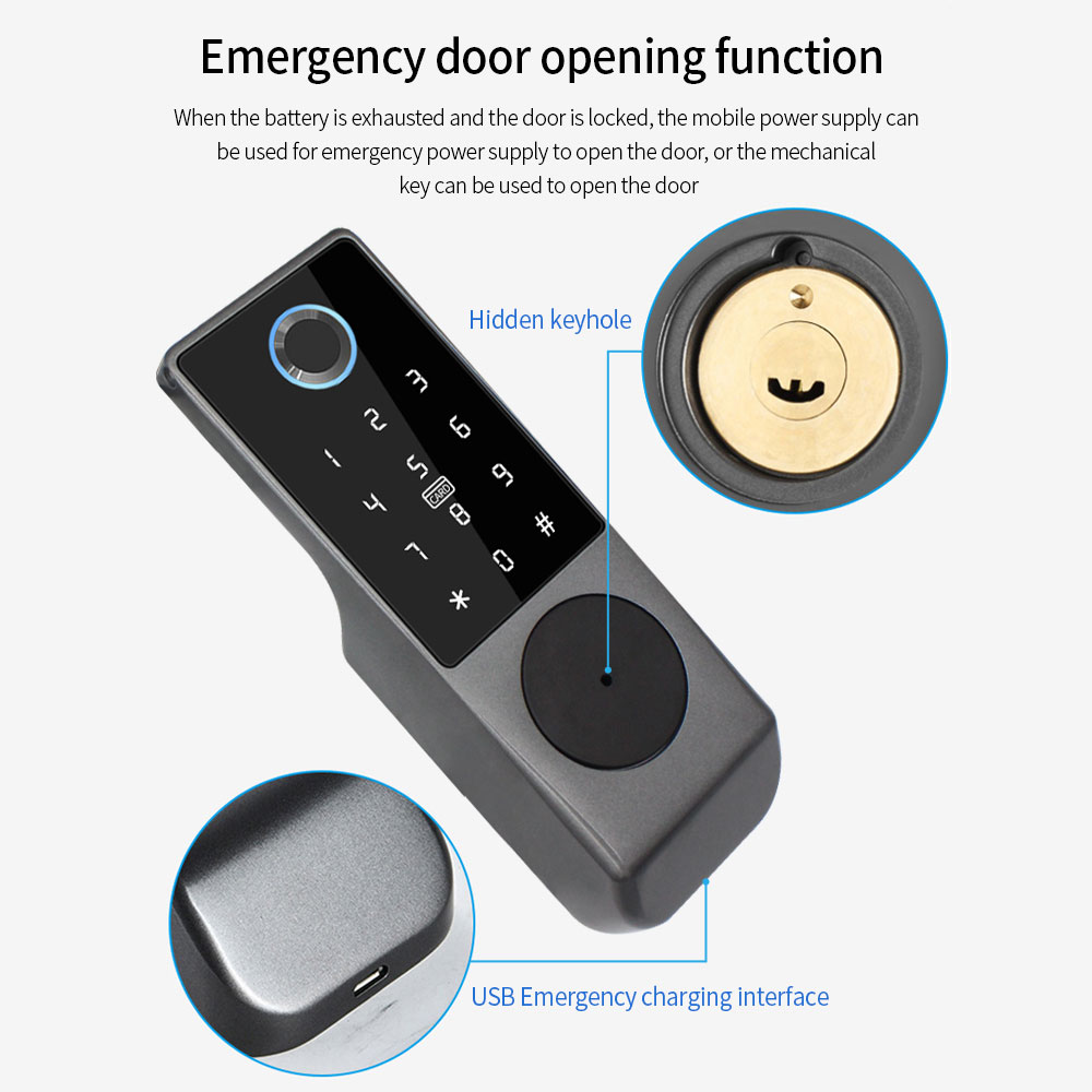Tuya-インテリジェント防水両面指紋ロック,キーレス,エン - Smart Rim Lock Wifi Fingerprint のレビューと価格