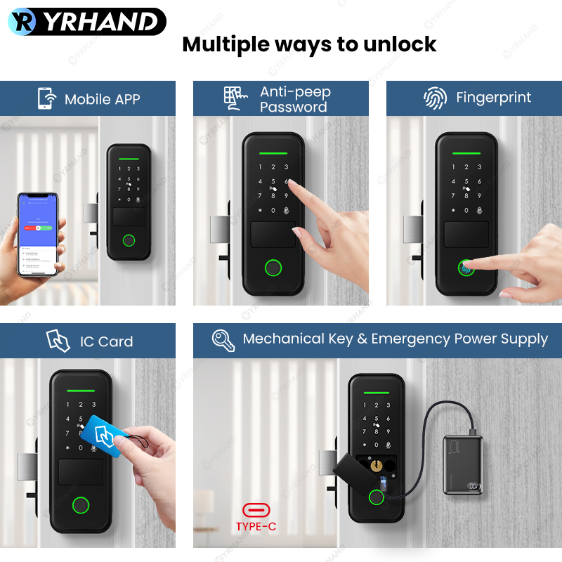 Tuyaスマートロック 防水WiFi指紋認証リムロック スマ - Smart Rim Lock Wifi Fingerprint のレビューと価格