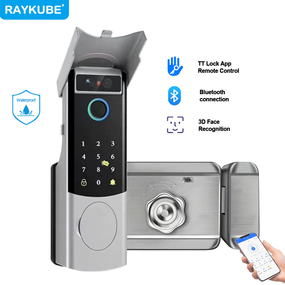 RAYKUBE V6/V8 防水 TTロック Bluetoo - Face Recognition Door Lock のレビューと価格