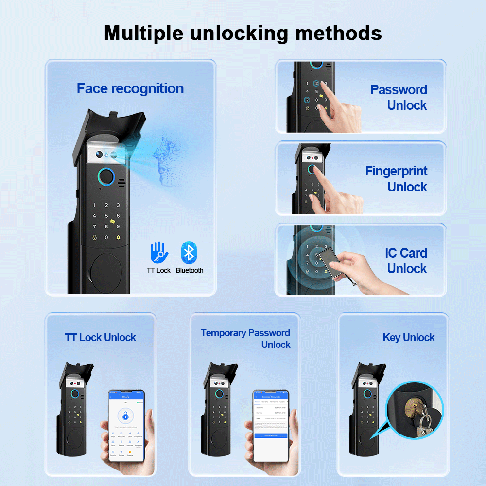 RAYKUBE V6/V8 防水 TTロック Bluetoo - Face Recognition Door Lock のレビューと価格
