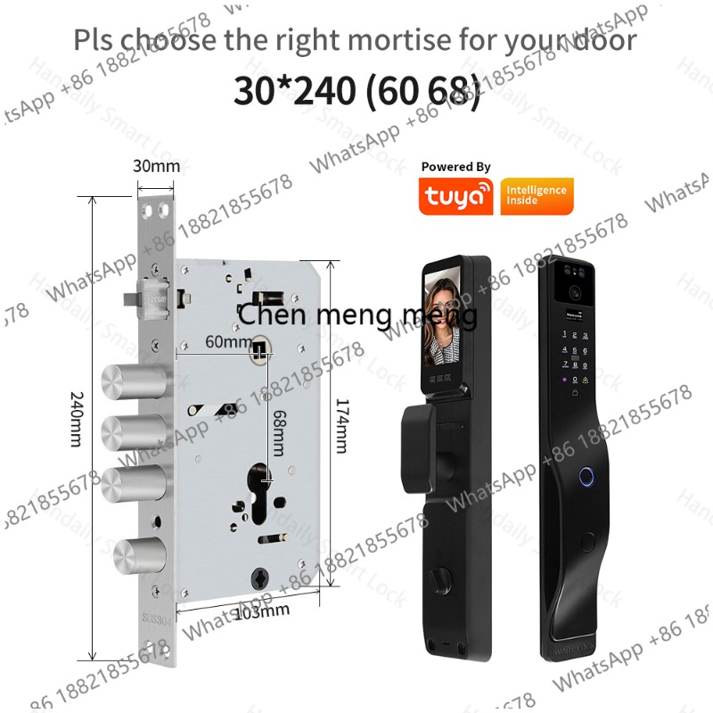 3D顔認証スマートロック、Tuya Wifi対応、指紋認証、 - Video Door Lock With Camera Peephole のレビューと価格