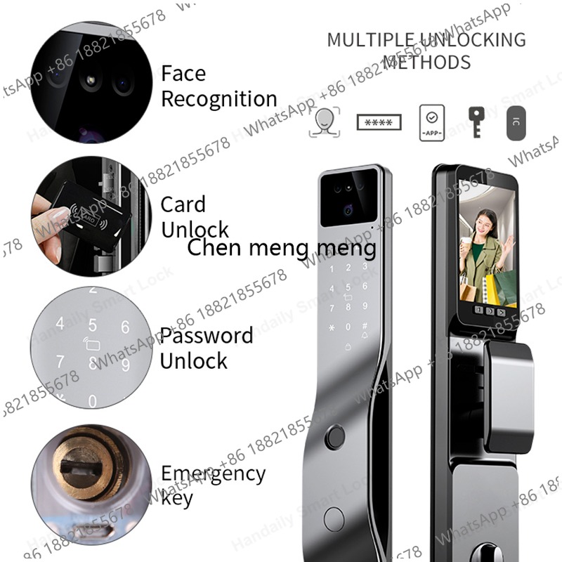 3D顔認証スマートロック、Tuya Wifi対応、指紋認証、 - Video Door Lock With Camera Peephole のレビューと価格