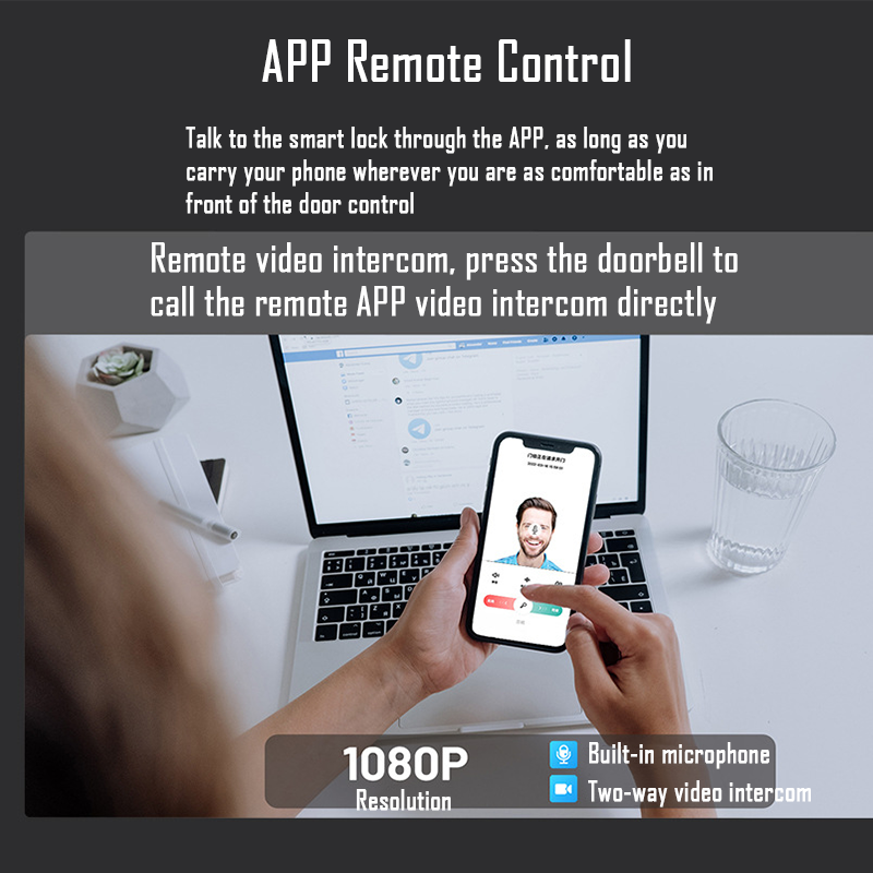 Tuya-WiFi,ビデオ通話,音声インターホン,自動ドアロ - Video Door Lock With Camera Peephole のレビューと価格