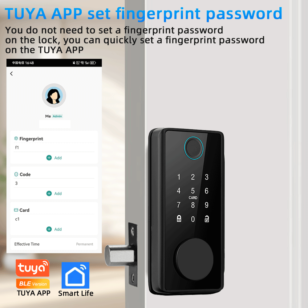 RAYKUBE DS01 4 言語 Tuya スマート指紋デ - Smart Lock Deadbolt Keypad Bluetooth のレビューと価格