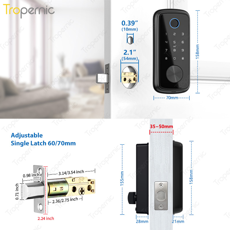 Tuya Zigbeeドアとデッドボルトの生体認証ロック,指 - Smart Door Lock Tuya App のレビューと価格